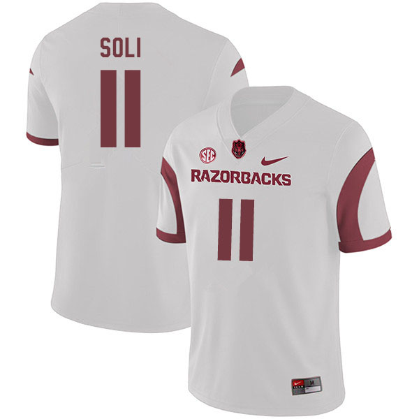 Men #11 Mataio Soli Arkansas Razorbacks College Football Jerseys Sale-White